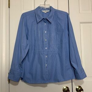 Tommy Hilfiger Sky Blue Pinstripe
Cotton Long Sleeve Blouse Size 3X